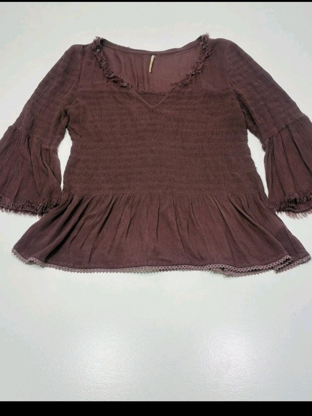 Free People Mocked Crinkle Gauze Boho Top